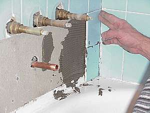 Set tile in place
