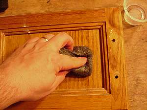 Clean door with steel wool